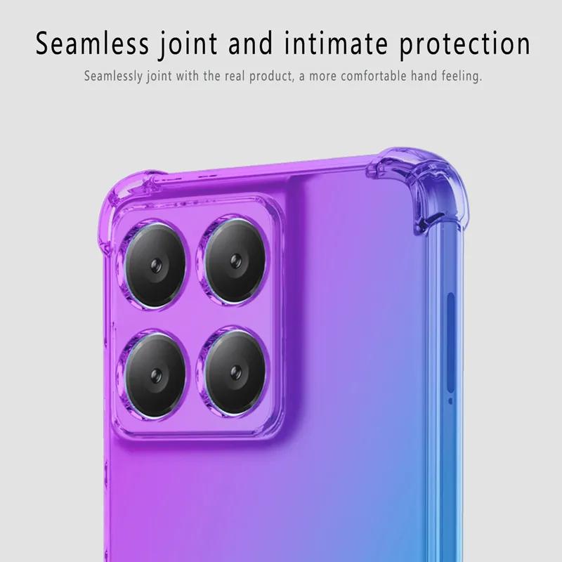Shockproof Gradient Silicone Case for Motorola Edge 60 Fusion 60S Rainbow Color Anti-Knock Airbags Cover for Moto Edge 60 Stylus