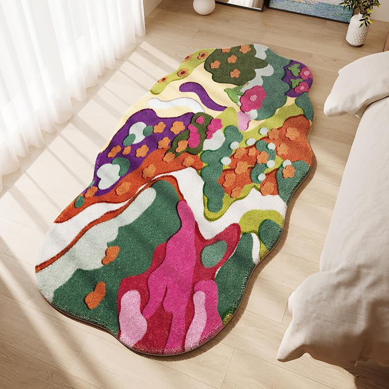 Irregular Shapes Carpets For Living Room Dopamine Color Bedroom Decor Plush Carpet Fluffy Soft Bedside Floor Mat Thick Study Rug