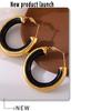 Qiong Yao European Style Circle Drip Oil Earrings, 18K Gold-Plated Stainless Steel, Hypoallergenic, Color-Retentive, Women's.