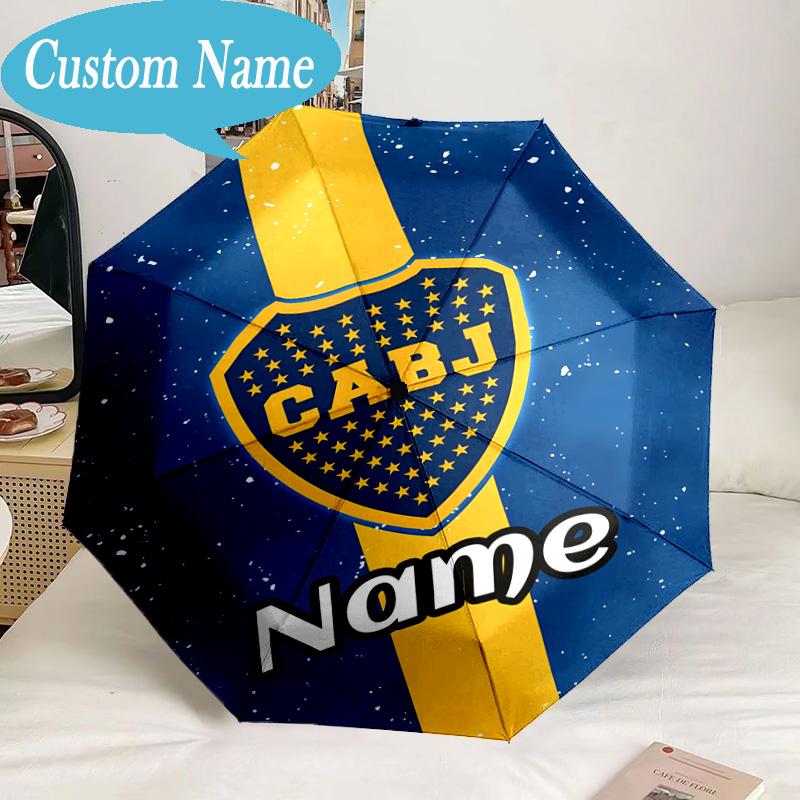 Custom Name Umbrella Juniors FC Emblem Umbrella 8-Frame for Travel, Camping, Casual Lightweight Portable, Essential for Family Gifts