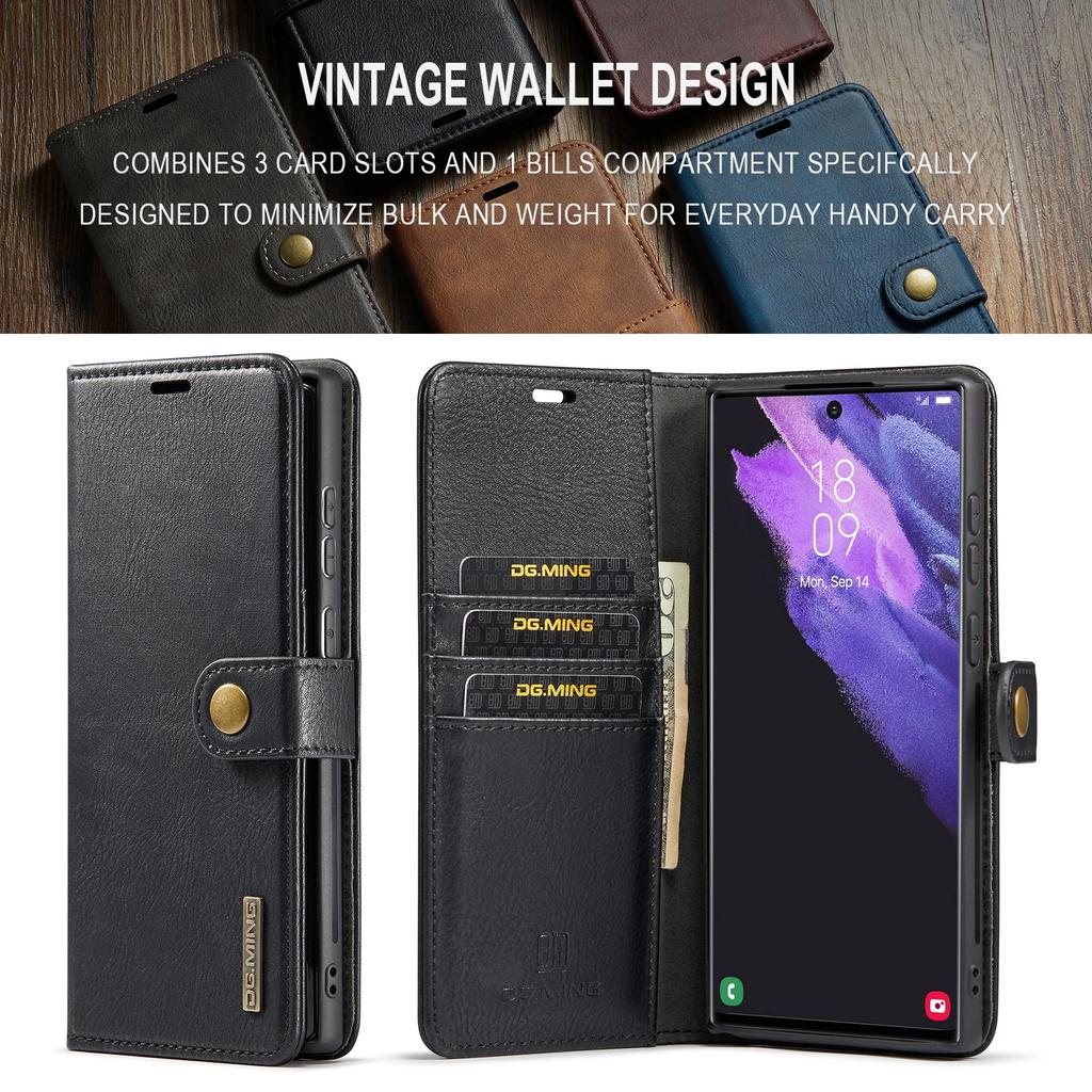 DG.MING for Samsung Galaxy S24 Ultra Case Detachable Split Leather Cover with Stand Wallet