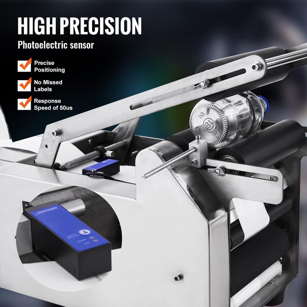 MT-50 Semi-automatic Round Bottle Labeling Machine, Adjustable Bottle Labeler 50pcs/min Label Applicator for Bottles 12-90mm