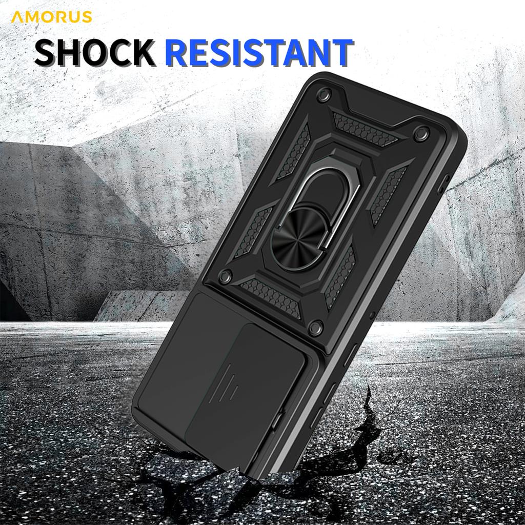 For Motorola Moto G86 Power 5G Case Kickstand PC+TPU Phone Cover with Camera Lens Slider