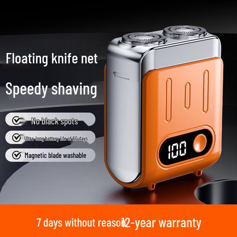 Compact Dual-Head Magnetic Electric Shaver: Rechargeable Razor with Digital Display and Gift Box