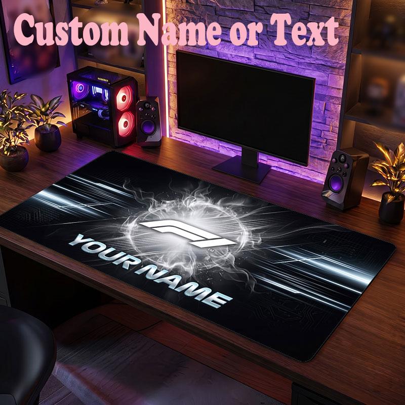 F1 Customized Name Text Mouse Pad, Large Desk Mouse Mat Personalized Home Office Present
