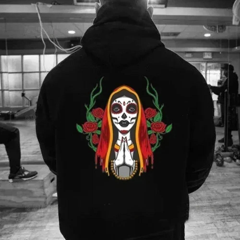 Unisex Santa Claus Death Hooded Sweatshirt Printed Sportswear Essential Autumn Winter Novelty Jersey for Men And Women moto