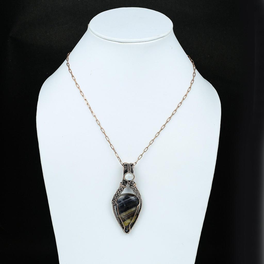 Multi Fluorite Pendant Copper Wire Wrapped Jewelry Rainbow Moonstone Gemstone Pendant Copper Wire Wrap Pendant Handmade Jewelry Gift For Her