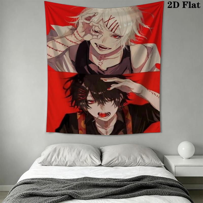 Tokyo Ghoul Wall Tapestry Aesthetic Wall Hanging Printed Fabric Blanket Decorative Tapestries for Bedroom Living Room Home Decor