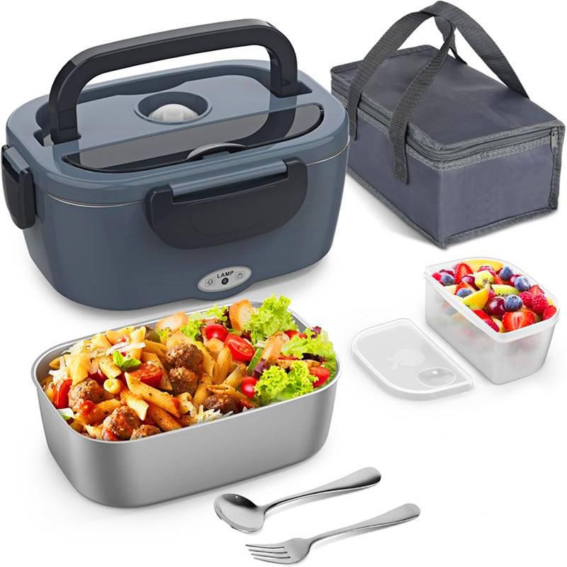 Dual Use 1.5l Electric Lunch Box 70w Speed Heating Home Car Electric Heating Lunch Box Leakproof Portable Food Warmer Handbag