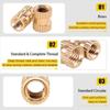 220Pcs M2 M2.5 M3 M4 M5 M6 Brass Heat Set Insert Nuts Precision Machined CNC Machining Knurled Threaded Inserts