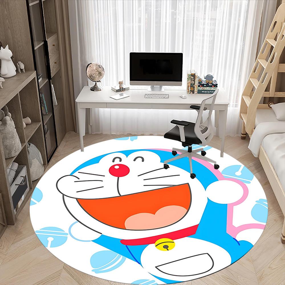 1pc Doraemon Bot Office Round Area Rug, Indoor Mat Suitable For Office, Under Office Chairs Bedroom Living Room Home Decor, Room Deco204