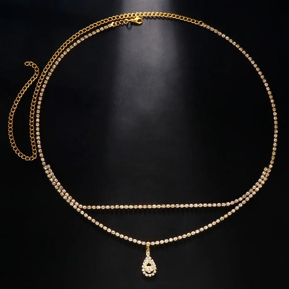 

Rhinestone Belly Waist Chains for Women Fashion Body Chain Belly Button Rings Piercing Body Decoration Accessory