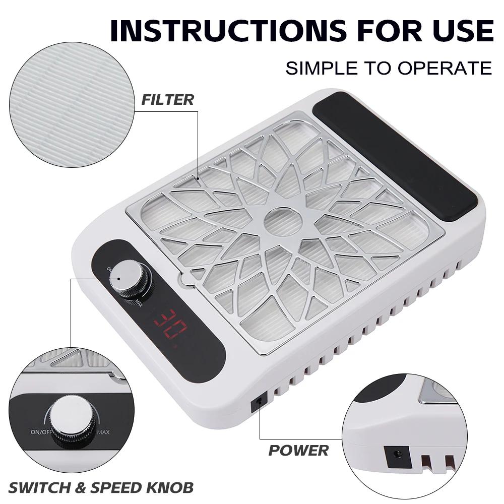 Professional Nail Dust Collector Vacuum Gel Nail Duster with Filter for Nail Art Salon