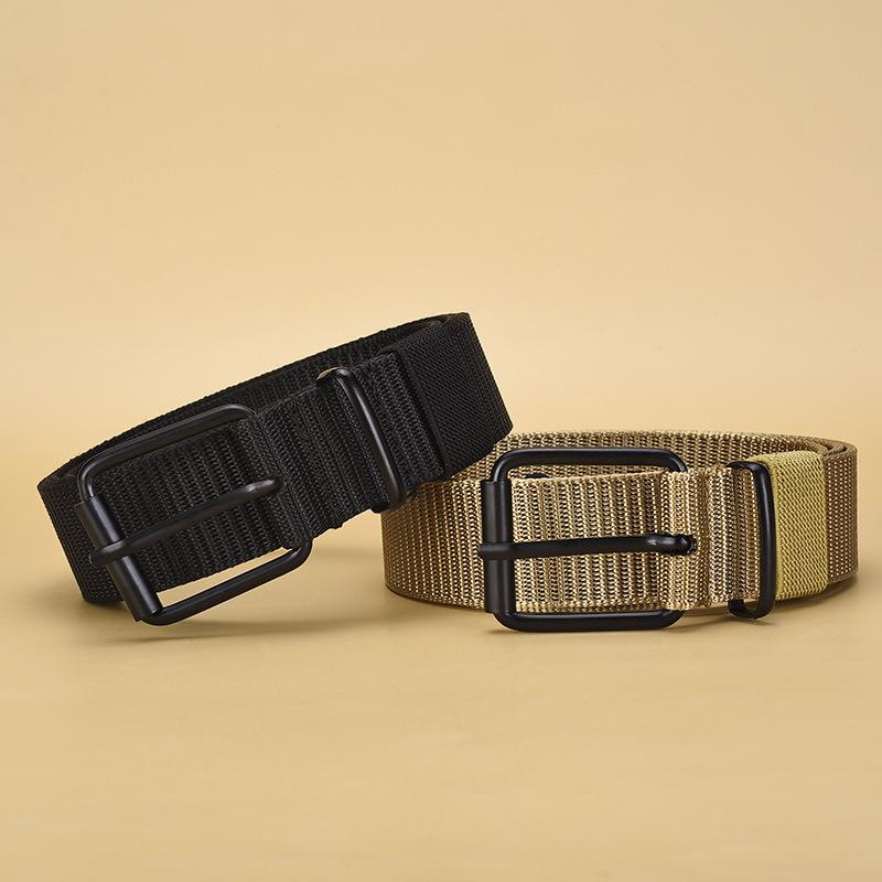 Casual Men'S Pin Buckle Canvas Belt Woven Nylon Outdoor Military Training Belt Unisex Belt