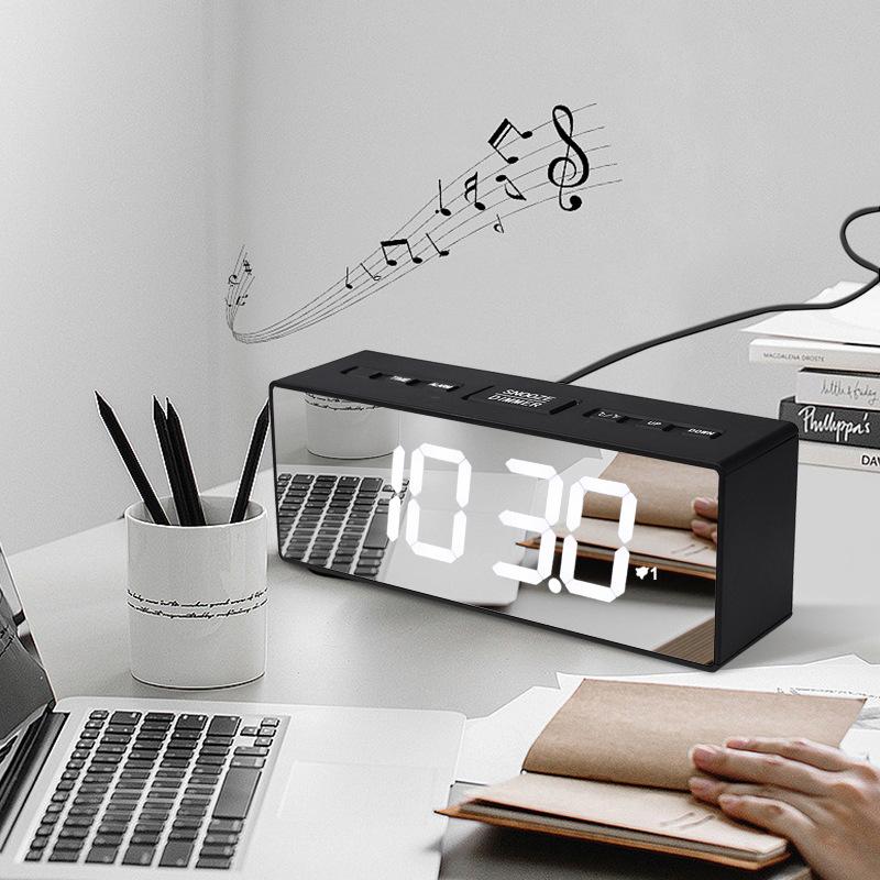 Household Countdown Digital Clock Electronic Mirror Clock Multifunctional Snooze Alarm Clock Student Desktop Smart Clock