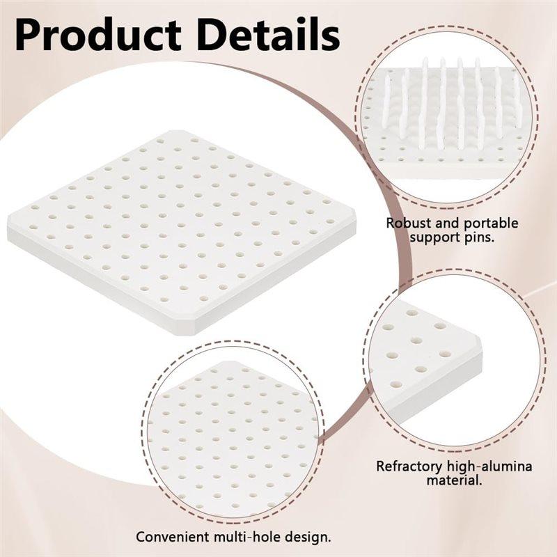 Premium- Firing Mat With About 60 Reusable Kiln Support Stilts 10 Pyramid Nails For Home Studio Clay Art Projects