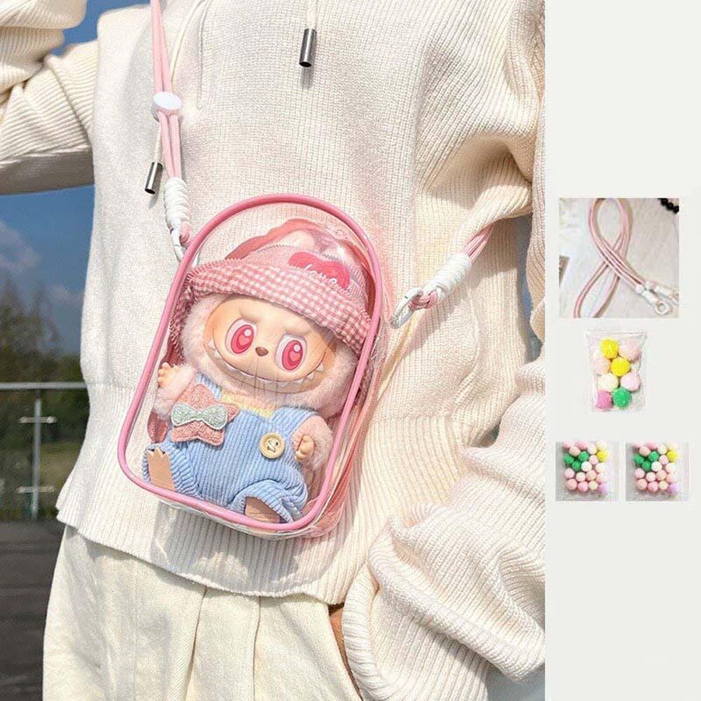 

Прозора вітрина для ляльки Лабубу, спальний мішок для ляльки, міні-сумочка для ляльки для вулиці, дитячі іграшки A-Pink Rope No Doll