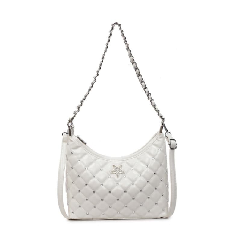 Star rhinestone diamond chain armpit bag белый