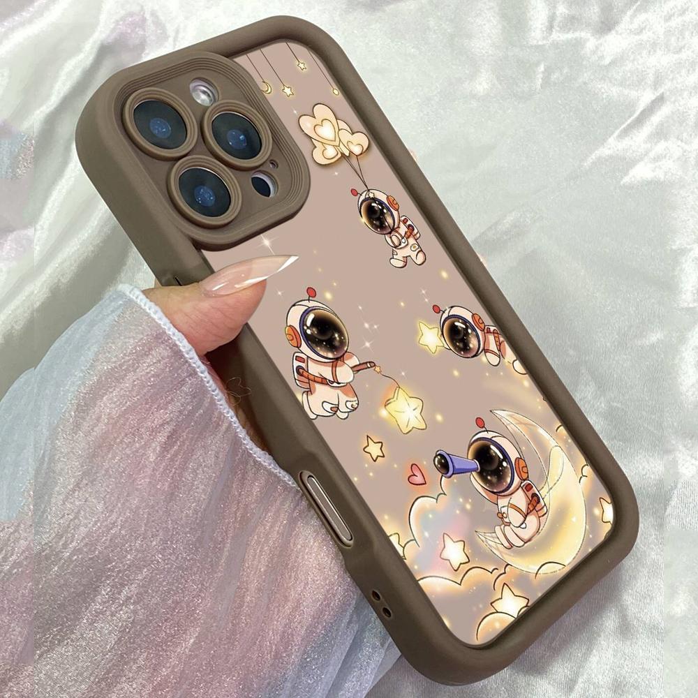 

JT32 Astronaut Floating on the Moon Phone for iPhone 17 Pro Max Samsung S26 Ultra FE A17 A16 A07 Xiaomi 15T Redmi Note 14 Pro Plus Soft TPU Case Cover Redmi 15C 4G/5G(171.6) коричневий