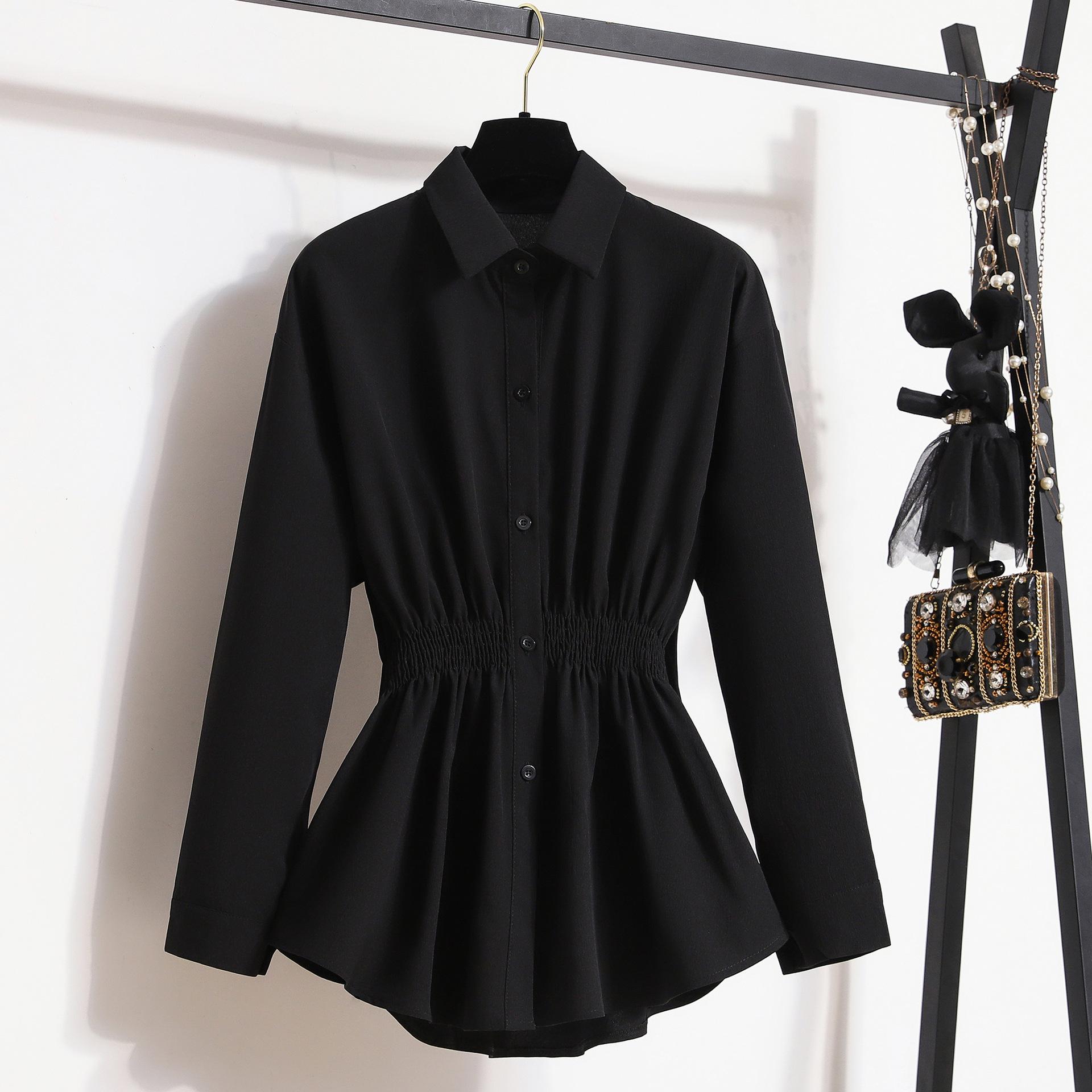 

Весенне-осенняя женская рубашка больших размеров, свободный топ с длинными рукавами Intellectual Wind Tide 4XL чёрный