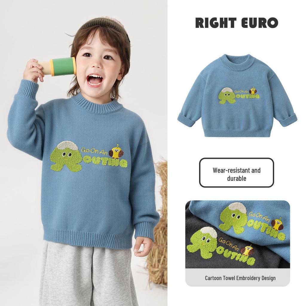 Right European Boys' Crew Neck Pullover Knitwear for Autumn/Winter 2025 - New Toddler and Children's Clothing Tops