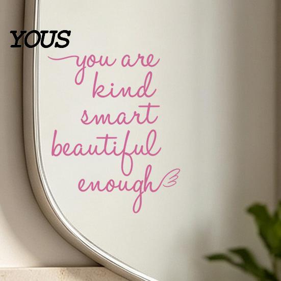 Removable Glass Decor for Home Inspirational Quote Decals Mirror, Motivational Saying Affirmation Stickers, Waterproof Static Cling Mirror Stickers