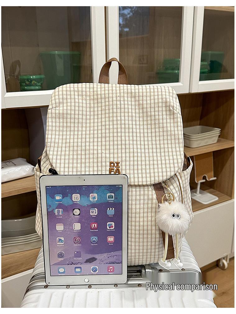 Karierter Leichter Rucksack für Studenten & Schüler - Große Kapazität für Outdoor-Reisen