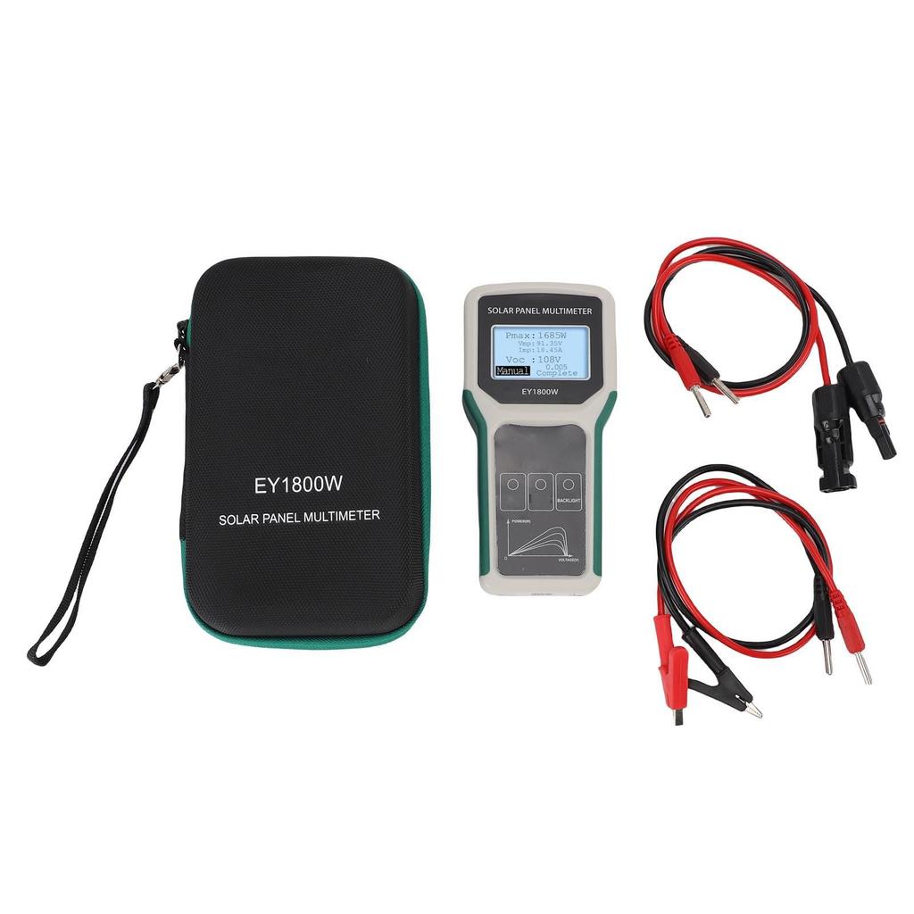 EY1800W Solar Panel Multimeter MPPT 20-120V Tester with LCD Power Point & Voltage Detection, Auto/Manual Mode, Backlight for Solar-Powered Meter Tool