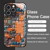 Creative Colorful Brick Texture Printed Tempered Glass Phone Case for IPhone 17 16 Pro Max 15 14 Plus 13 12 Mini 11 PROMAX Cover