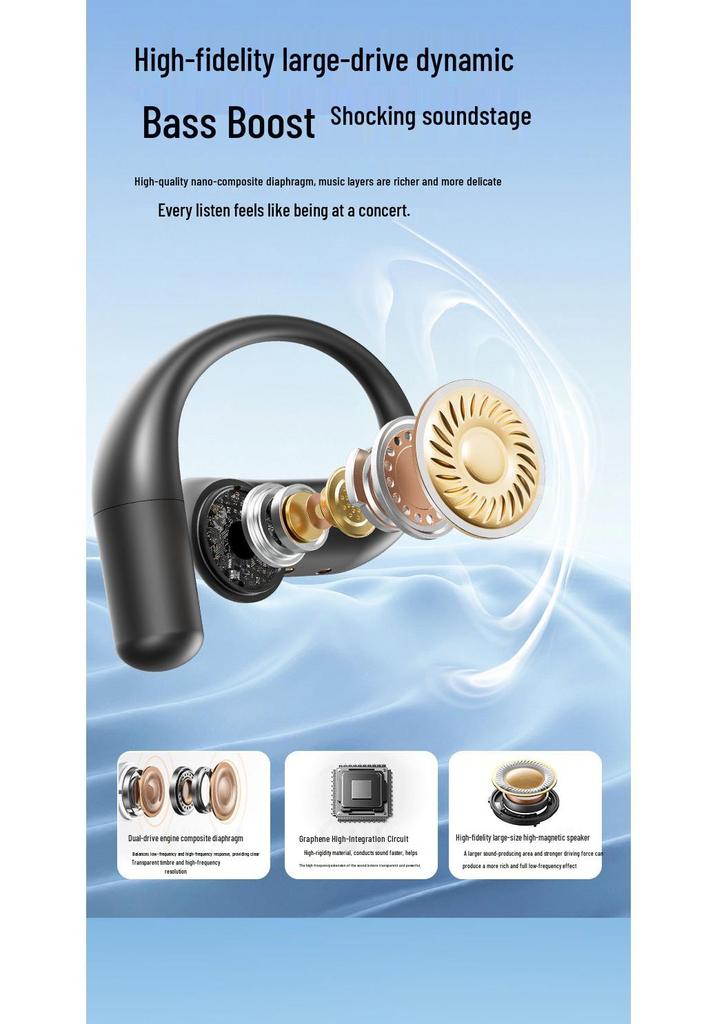 Smart AI Translation M118 Wireless Open-Ear Clip-On Earphones with Ultra-Long Battery Life Bluetooth