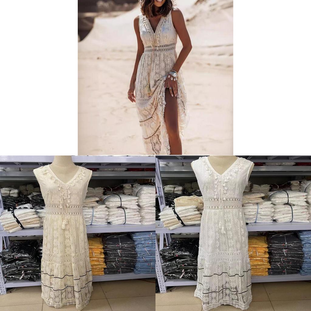 Bohemian Summer Dress With Lace Patching For Casual Womens Wear
