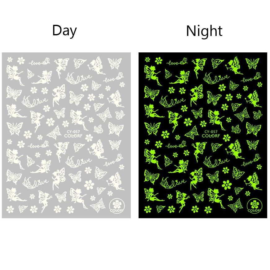 

1 лист светящиеся в темноте сказочная бабочка 3D водонепроницаемые наклейки для ногтей наклейки DIY маникюр украшения