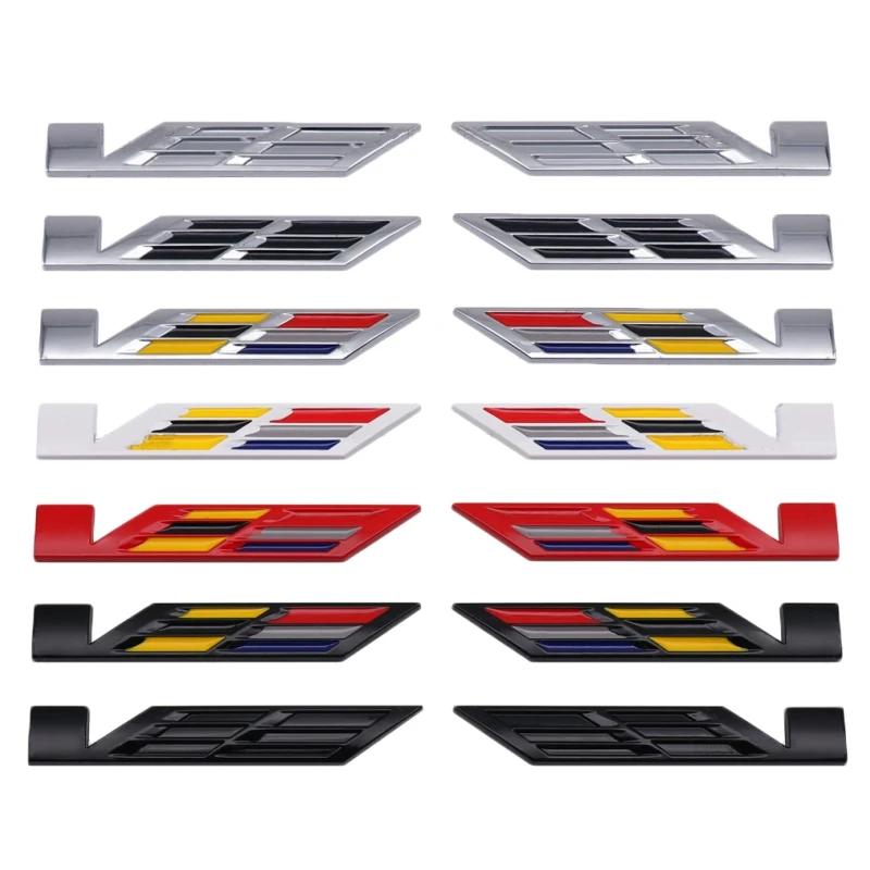 For Cadillac Escalade CTS ATS Eldorado SRX Deville XT4 XT5 XT6 STS XTS SLR XLR CT4 CT5 CT6 2pcs Car Stickers Side Badge V Logo