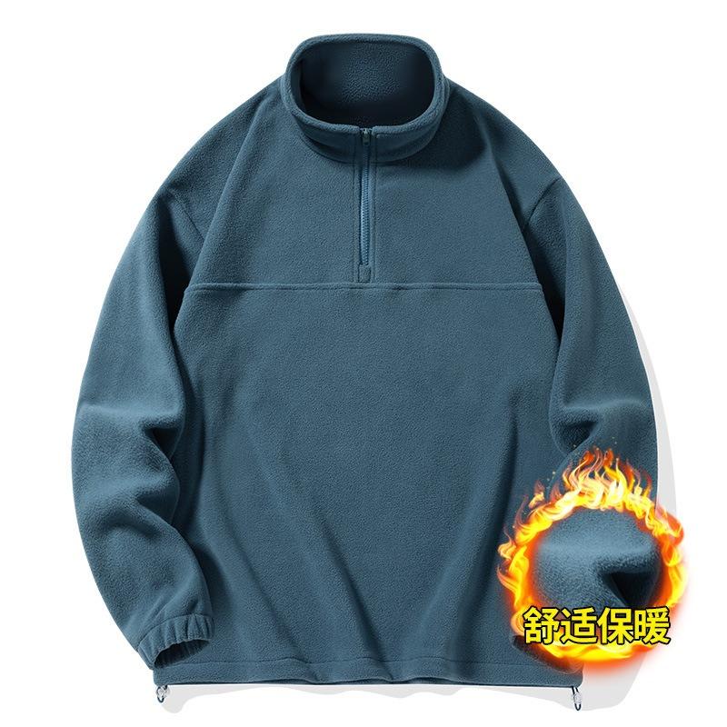 Mens Autumn Winter Half Zip Fleece Jacket Korean Style Warm Coat