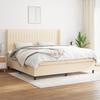3131622 vidaXL Lit à sommier tapissier avec matelas Crème 200x200 cm Tissu