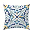 1Pc Mediterranean Blue Yellow Tile Throw Pillow Cover, 2D Double-Sided Print Polyester Pillowcase, Moroccan Geometric Cushion Ca