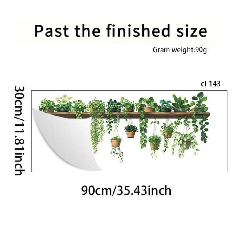 Hanging Green Potted Plants Wall Decal Realistic Look Removable Design For Bedroom Living Room Office Home Decor
