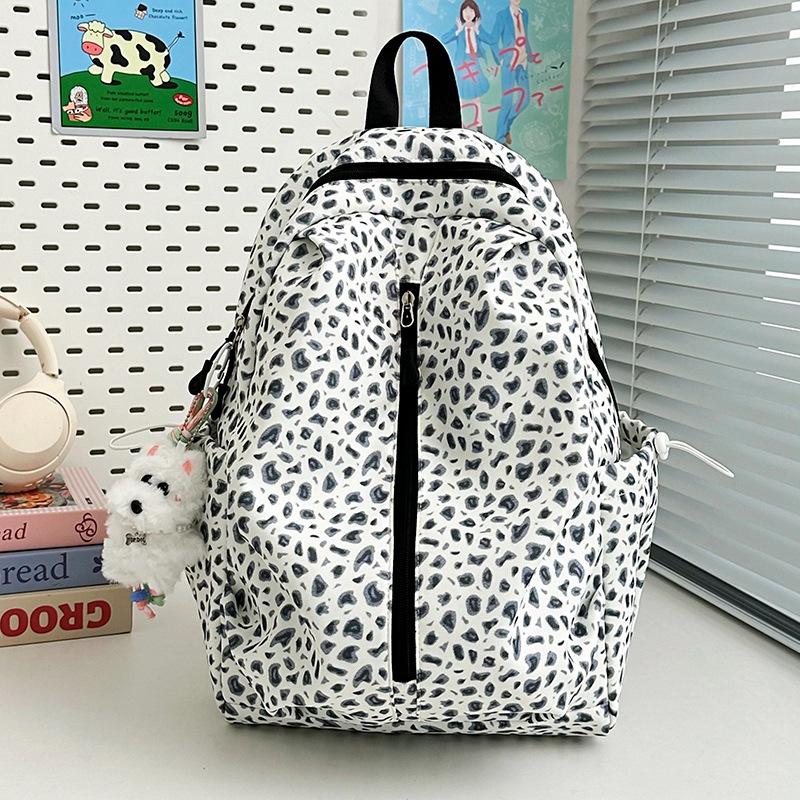 Schoolbag Backpack Female Cartoon Leopard Print Lightweight Travel Backpack Girls Versatile Commuter Bag Middle School Student Computer Backpack