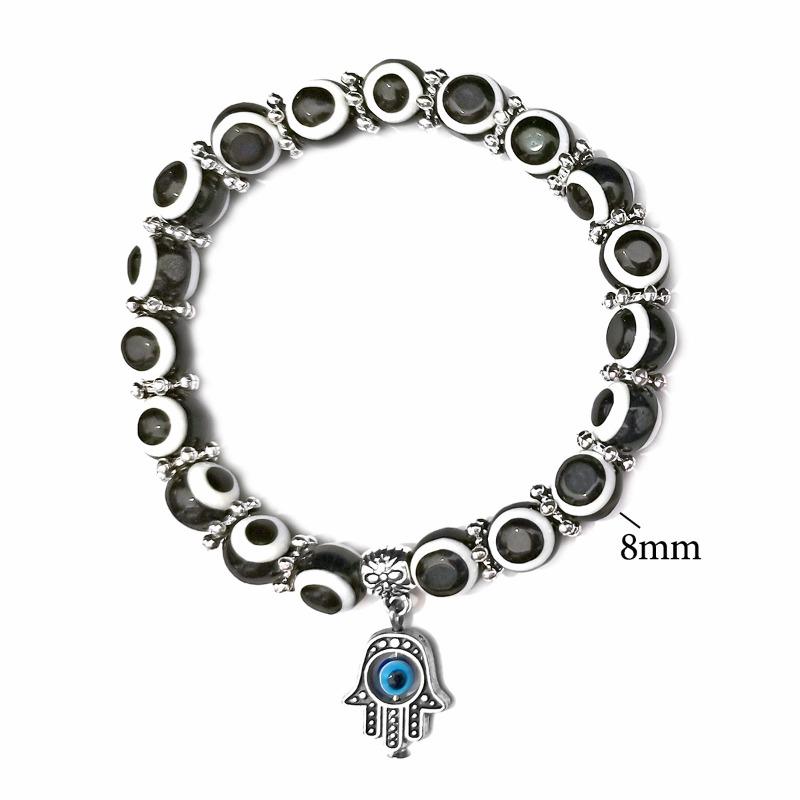 Fashion Turkish Blue Eye Bracelet Fatima Palm Demon Eye Beaded Bracelet