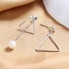 Autumn And Winter Fringed Stud Earrings Women'S Hollow Triangular Asymmetrical Earrings Personalized Versatile Earrings Cross Ear Jewelry