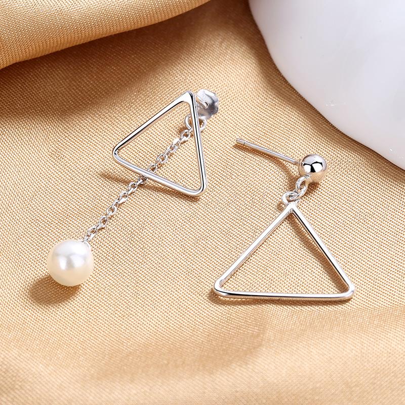 Autumn And Winter Fringed Stud Earrings Women'S Hollow Triangular Asymmetrical Earrings Personalized Versatile Earrings Cross Ear Jewelry