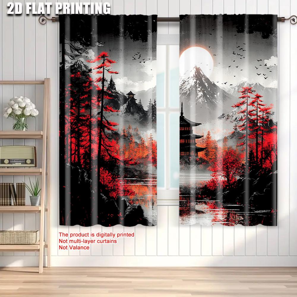 2pcs   Print Curtains 2D print Landscape Durable Polyester (without rod) Decorations Inside Use for Bedroom   Living Room