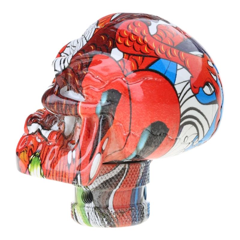 Skull Shape Gear Shift Knob Resin Mixed Pattern Manual Shifter Handle Universal Suitable For Car Modification Accessory
