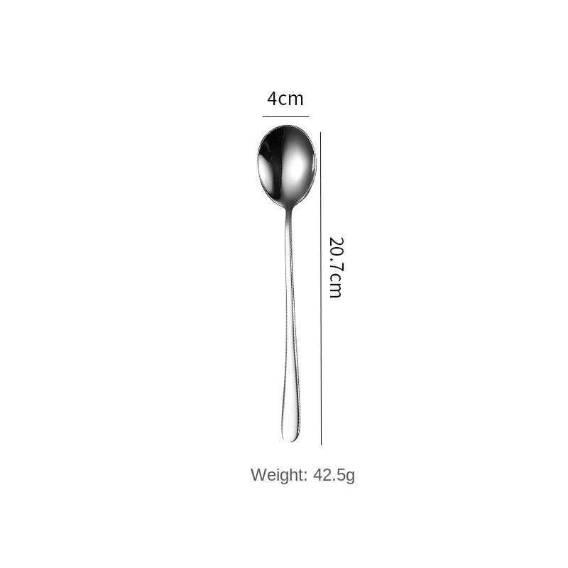 HANYANG Besteck aus 304 Edelstahl, Tafelgabel, Obstgabel, runder Löffel, Eisportionierer, Kante, rund, glatt, dick, Geschenke