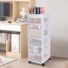 6-Tier Rolling Storage Cart W/ Drawers, Mobile Organizer Cabinet On Wheels, White Storage Tower for Bedroom Closet Organization