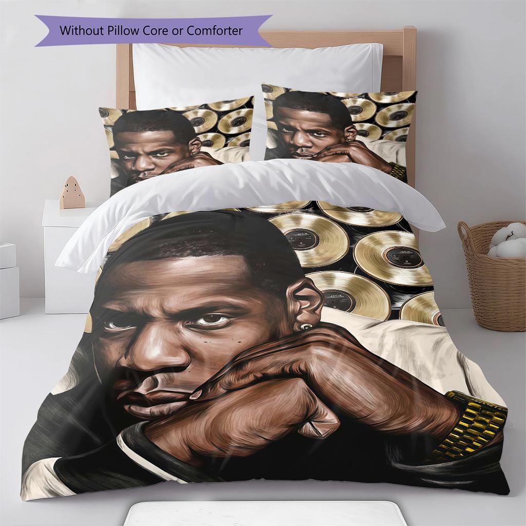 American rapper Pattern Bedding Quilt Set Quilt Cover Pillowcase Home Decoration Birthday Gift (1 * duvet cover + 2 * pillowcase, without core)