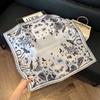 Fashion Black and White Printing Temperament Square Scarf Imitation Silk Korean Version Decorative Scarf Scarf Professional Decorative Shawl Silk Scar