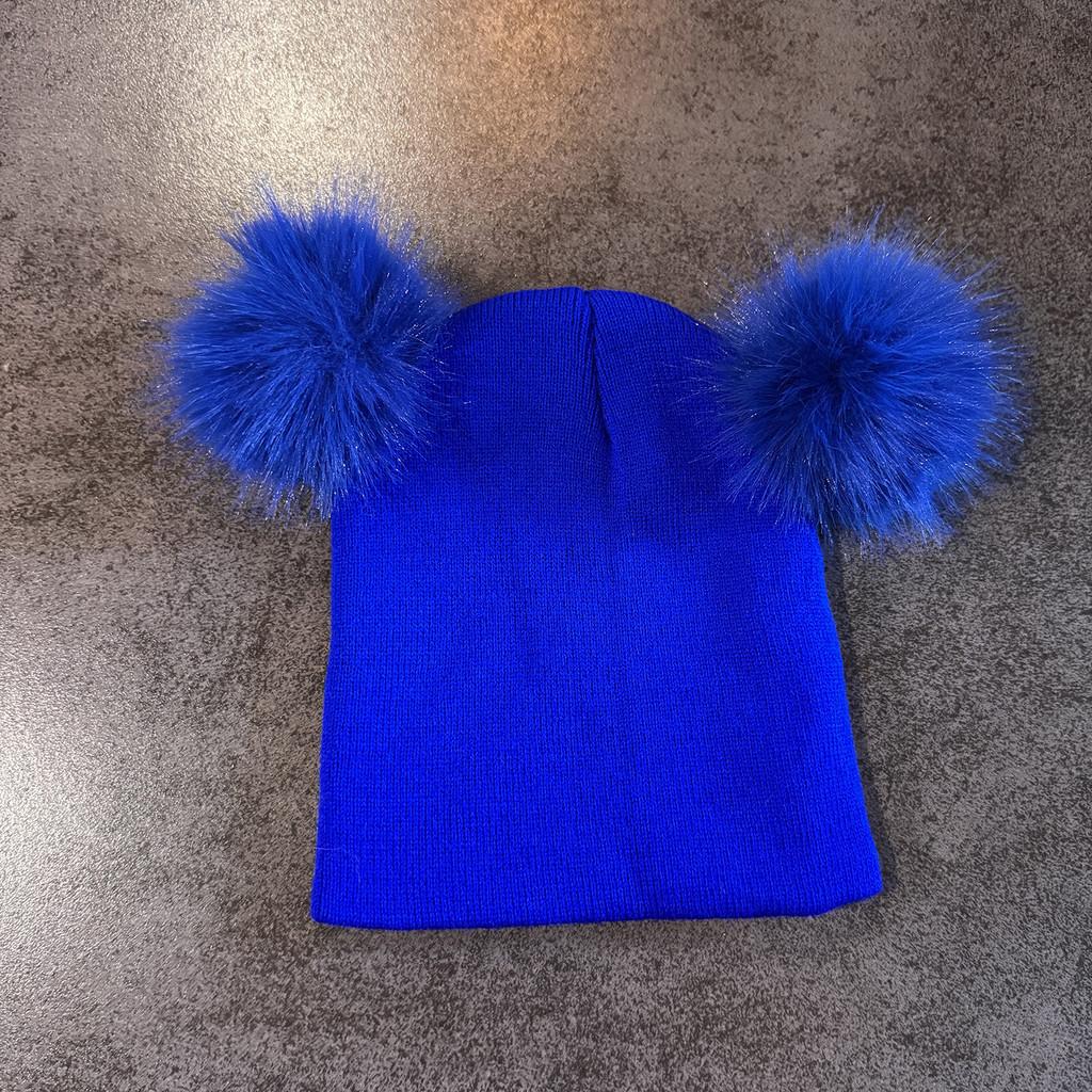 Solid Double Color Ball Knitted Cap Beanie With No Brim For Winter Daily Use