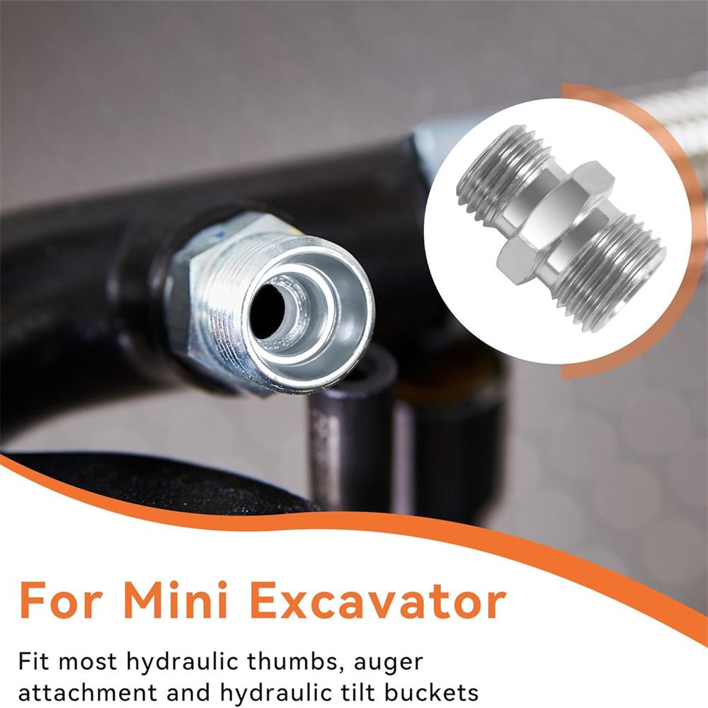 4 Pcs M14 to M16 Carbon Steel Fittings Adapters 115757 Hydraulic Attachment Fittings Converter for Mini Excavators