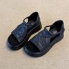 Fashion Temperament Thick-soled Open-toed Casual Sandals Women's 2025 New Outer Wear Summer Retro Versatile Height-increasing Roman Shoes